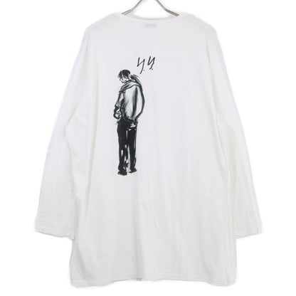 Yohji Yamamoto POUR HOMME ヨウジヤマモトプールオム HP-T65-993 ﾎﾜｲﾄ ｼﾝｸﾞﾙｼﾞｬｰｼﾞｰﾌﾟﾘﾝﾄﾛﾝｸﾞｽﾘｰﾌﾞ ｶｯﾄｿｰ トップス 3