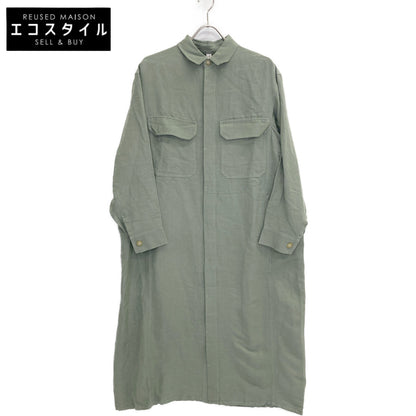 TRADITIONAL WEATHERWEAR トラディショナルウェザーウェア グリーン × IENA別注 WAIST BELT LONG SHIRT リネン レーヨン ベルテッド ロング シャツ ワンピース ワンピース S