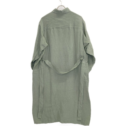 TRADITIONAL WEATHERWEAR トラディショナルウェザーウェア グリーン × IENA別注 WAIST BELT LONG SHIRT リネン レーヨン ベルテッド ロング シャツ ワンピース ワンピース S
