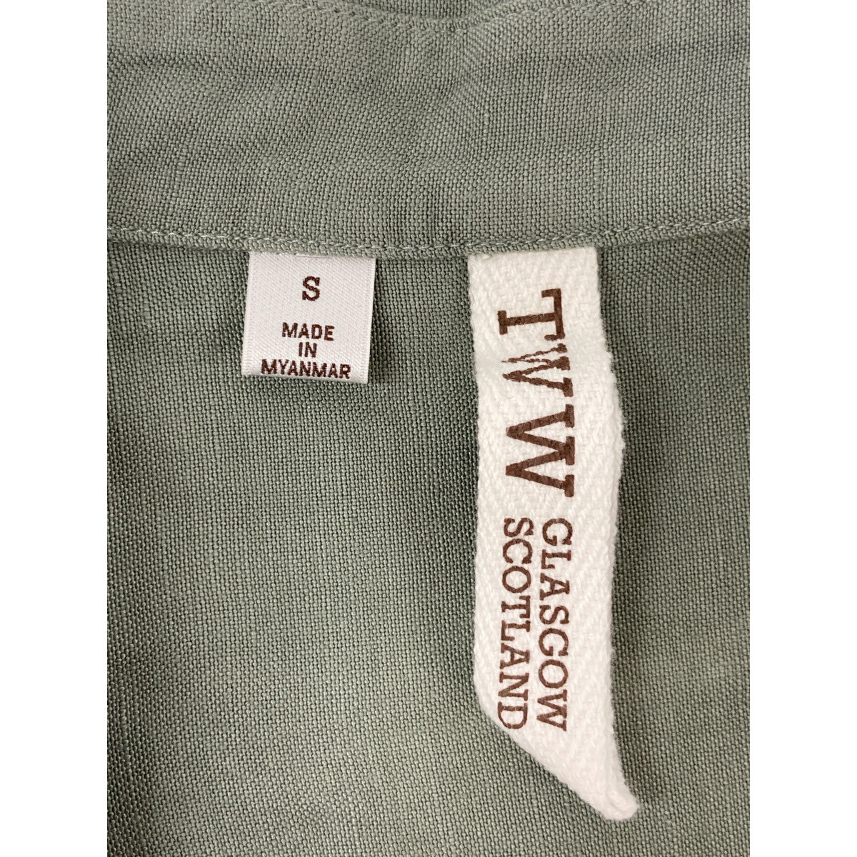 TRADITIONAL WEATHERWEAR トラディショナルウェザーウェア グリーン × IENA別注 WAIST BELT LONG SHIRT リネン レーヨン ベルテッド ロング シャツ ワンピース ワンピース S