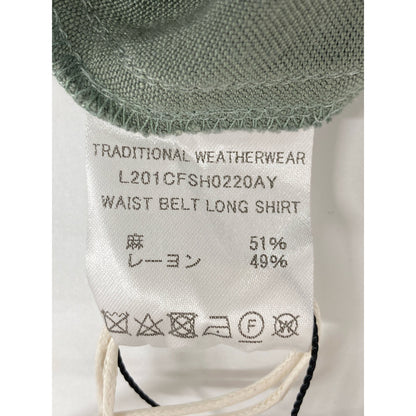TRADITIONAL WEATHERWEAR トラディショナルウェザーウェア グリーン × IENA別注 WAIST BELT LONG SHIRT リネン レーヨン ベルテッド ロング シャツ ワンピース ワンピース S