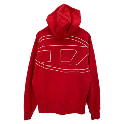 DIESEL ディーゼル レッド S-MACS-HOOD-MEGOVAL ビッグロゴ プルオーバーフーディ トップス S