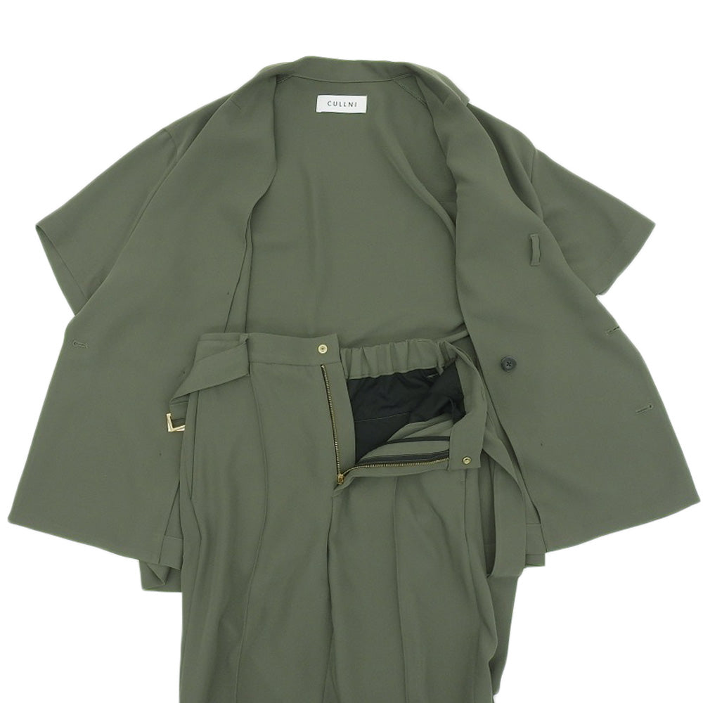 CULLNI クルニ 美品 CULLNI クルニ 半袖 ジャケット パンツ セットアップ メンズ カーキグリーン 1 22-SS-027/006 22SS スーツ セットアップ 1