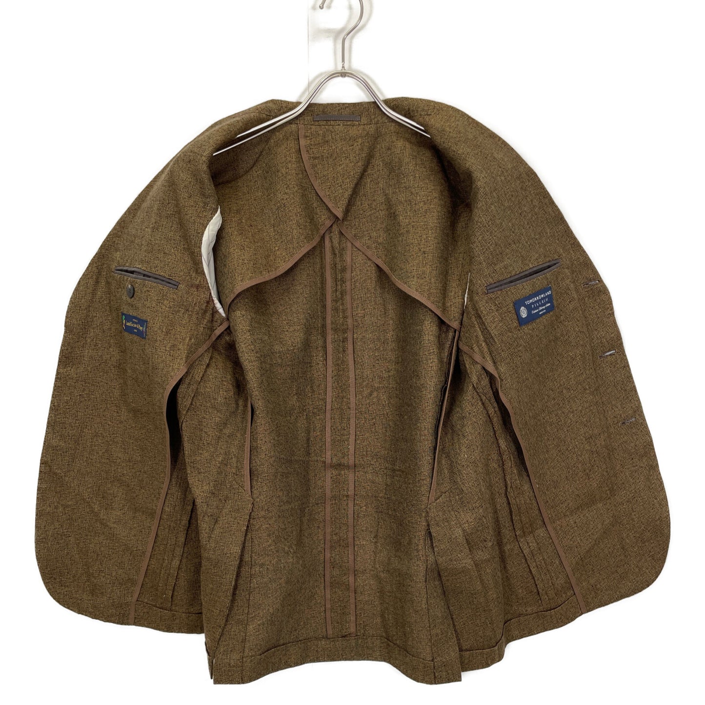 TOMORROWLAND PILGRIM トゥモローランドピルグリム ﾌﾞﾗｳﾝ ｻﾏｰﾂｲｰﾄﾞ 段返り3Bﾃｰﾗｰﾄﾞｼﾞｬｹｯﾄ ジャケット 46