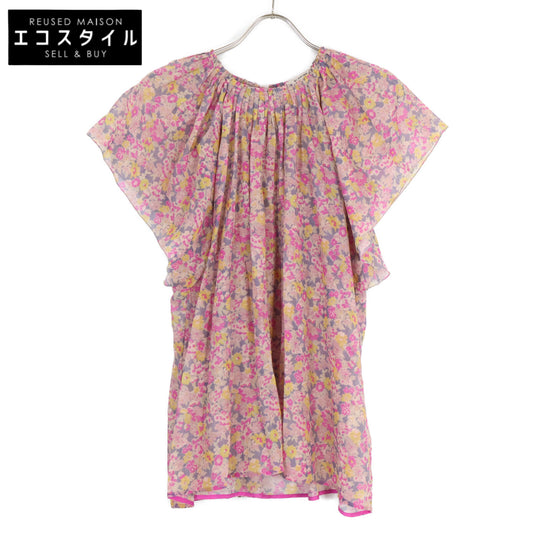 BLAMINK ブラミンク 7921-230-0072 コットンシルク M C/S FLW/P GATH NSL 花柄 ブラウス トップス 38