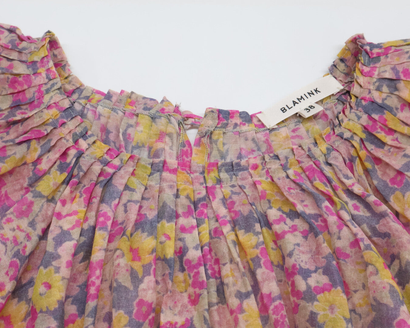 BLAMINK ブラミンク 7921-230-0072 コットンシルク M C/S FLW/P GATH NSL 花柄 ブラウス トップス 38