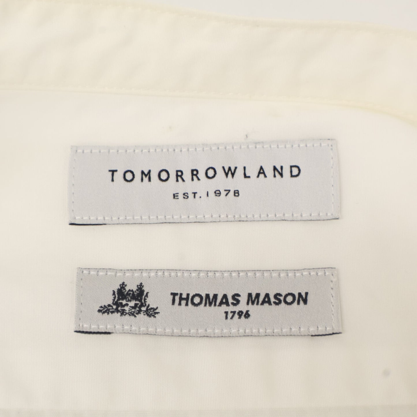 TOMORROWLAND トゥモローランド ﾎﾜｲﾄ BRITISH POPLIN ﾊﾞﾝﾄﾞｶﾗｰｼｬﾂ トップス M