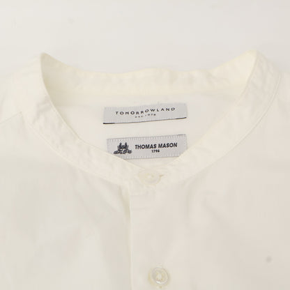 TOMORROWLAND トゥモローランド ﾎﾜｲﾄ BRITISH POPLIN ﾊﾞﾝﾄﾞｶﾗｰｼｬﾂ トップス M