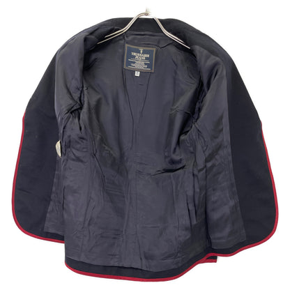 TRUSSARDI トラサルディ ネイビー×レッド エンブレム付き 金ボタン ウールカシミヤ ブレザー ジャケット 28/42