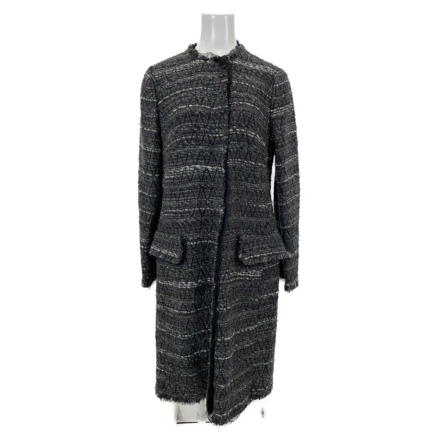 DOLCE&GABBANA ドルチェアンドガッバーナ 【新品/国内正規】F0Y02T アルパカ混 ラメライン ツイード ノーカラー コート 44