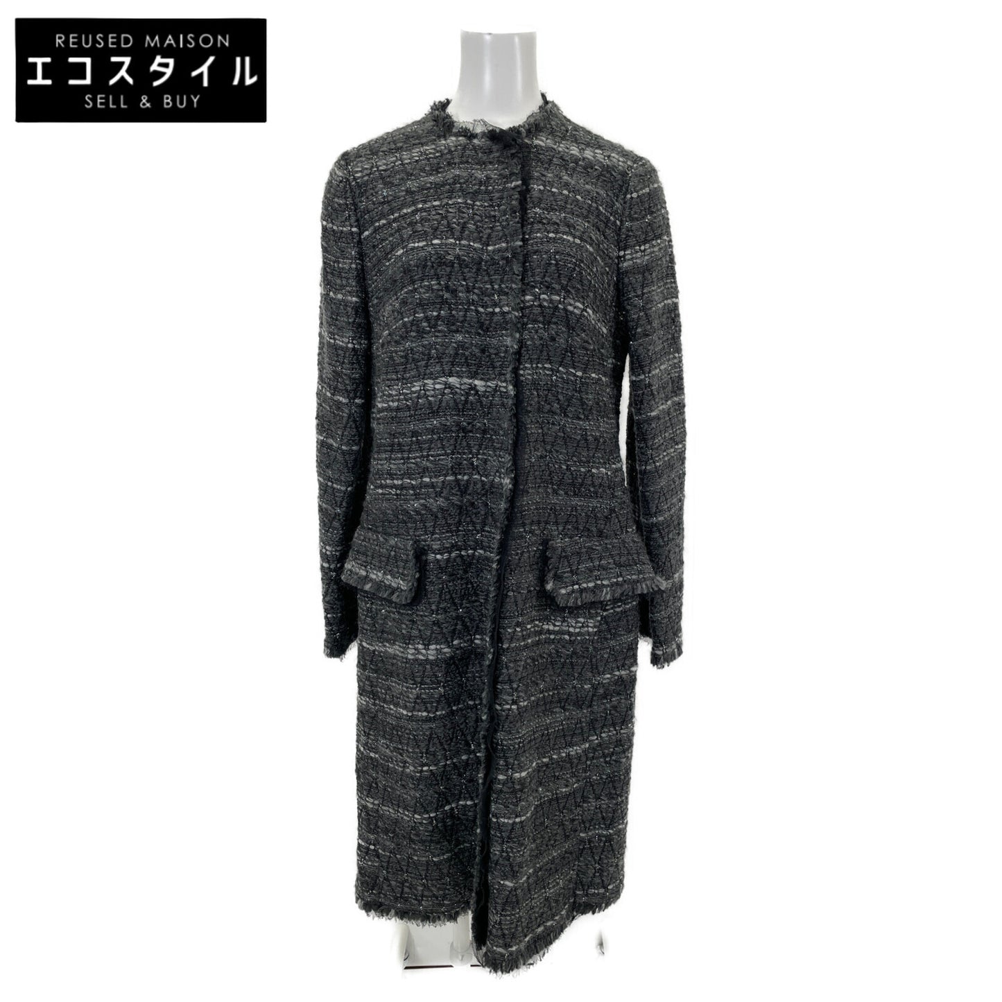 DOLCE&GABBANA ドルチェアンドガッバーナ 【新品/国内正規】F0Y02T アルパカ混 ラメライン ツイード ノーカラー コート 44