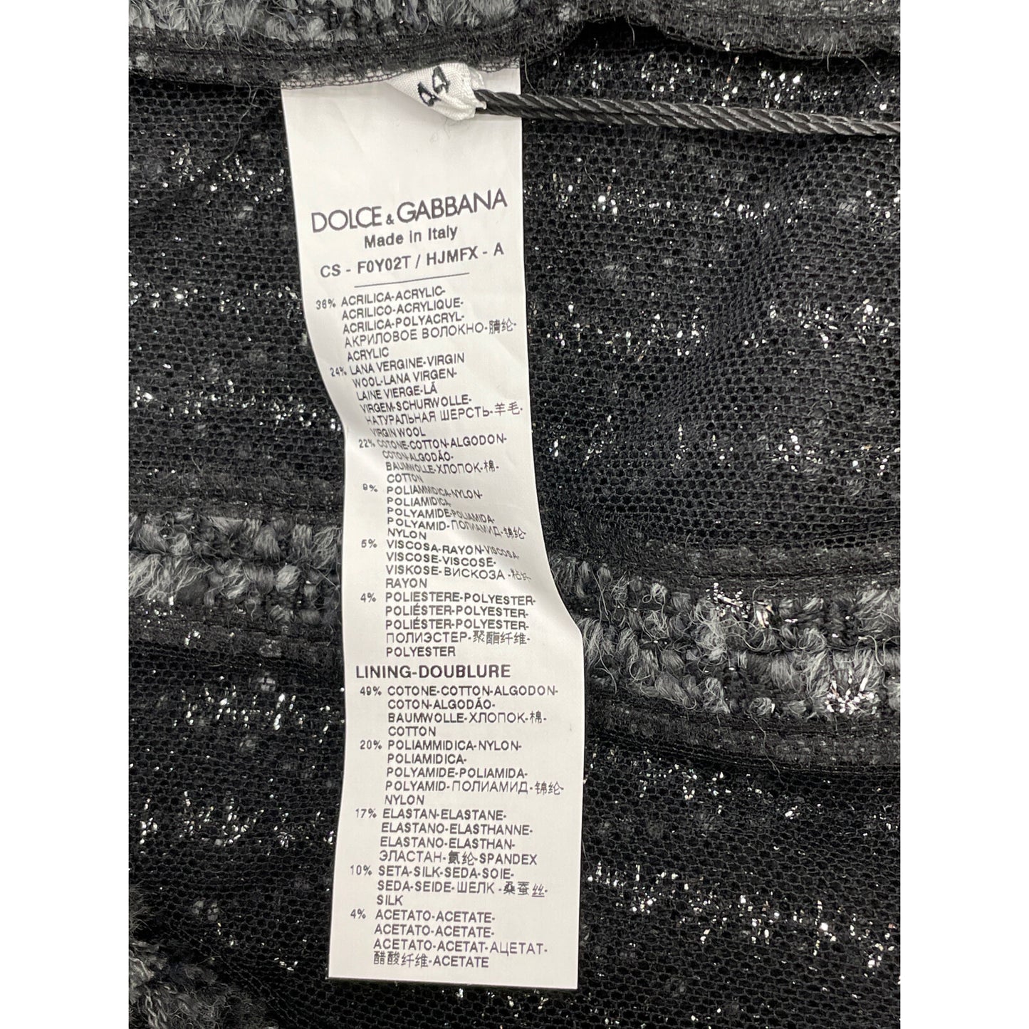 DOLCE&GABBANA ドルチェアンドガッバーナ 【新品/国内正規】F0Y02T アルパカ混 ラメライン ツイード ノーカラー コート 44