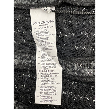 DOLCE&GABBANA ドルチェアンドガッバーナ 【新品/国内正規】F0Y02T アルパカ混 ラメライン ツイード ノーカラー コート 44