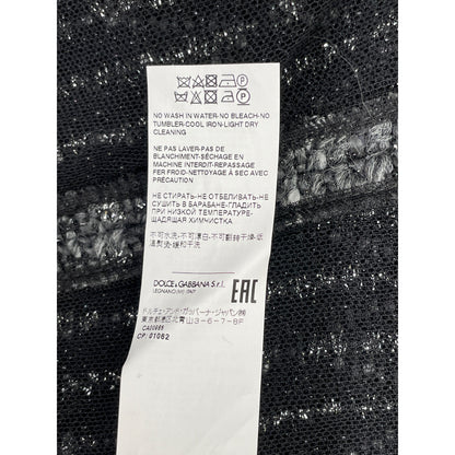 DOLCE&GABBANA ドルチェアンドガッバーナ 【新品/国内正規】F0Y02T アルパカ混 ラメライン ツイード ノーカラー コート 44