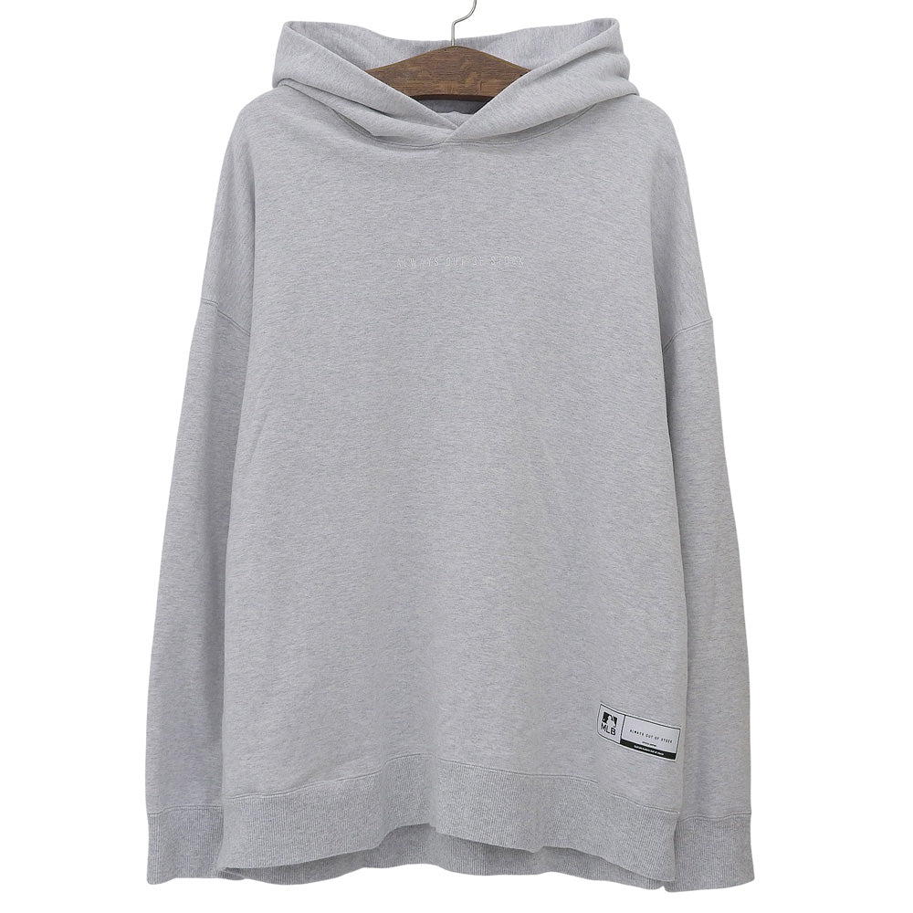 ALWAYS OUT OF STOCK オールウェイズアウトオブストック バックロゴ プルオーバーフーディ トップス メンズ コットン ライトグレー XL トップス XL
