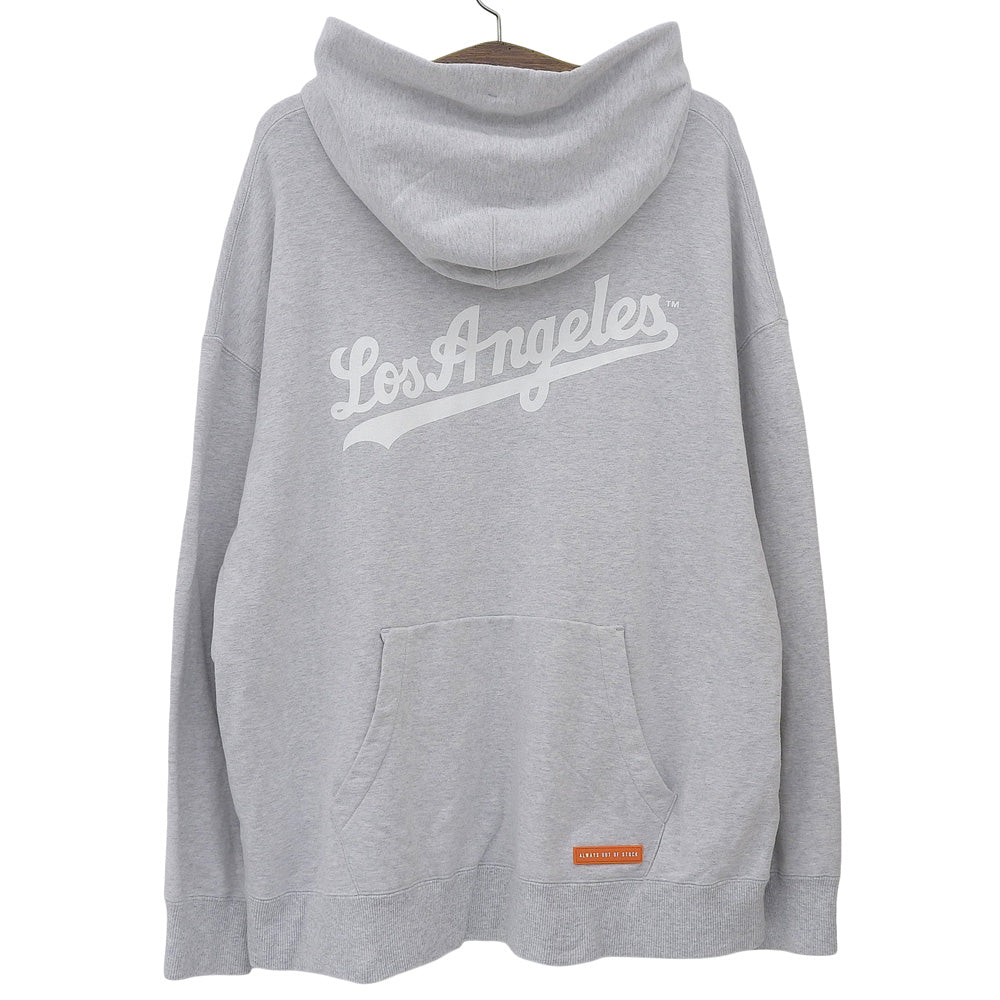 ALWAYS OUT OF STOCK オールウェイズアウトオブストック バックロゴ プルオーバーフーディ トップス メンズ コットン ライトグレー XL トップス XL