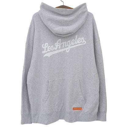 ALWAYS OUT OF STOCK オールウェイズアウトオブストック バックロゴ プルオーバーフーディ トップス メンズ コットン ライトグレー XL トップス XL