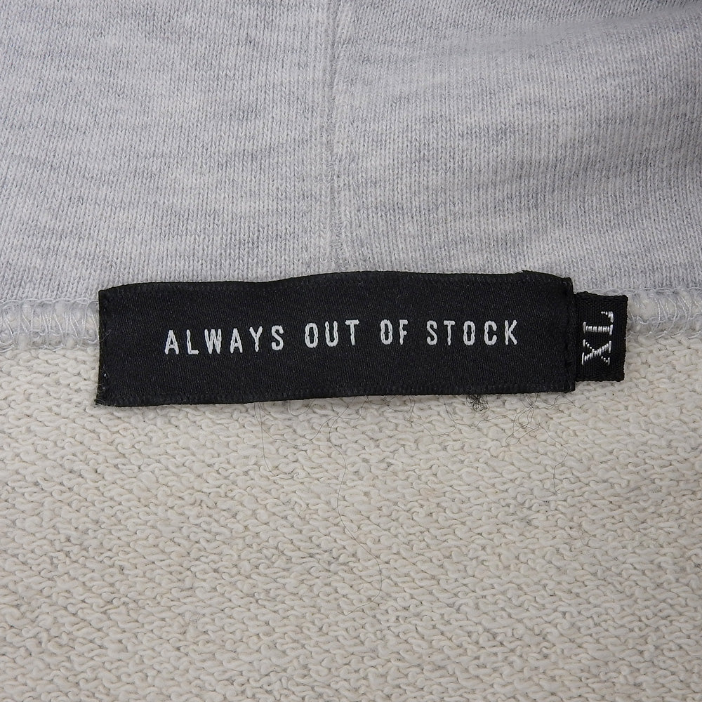 ALWAYS OUT OF STOCK オールウェイズアウトオブストック バックロゴ プルオーバーフーディ トップス メンズ コットン ライトグレー XL トップス XL