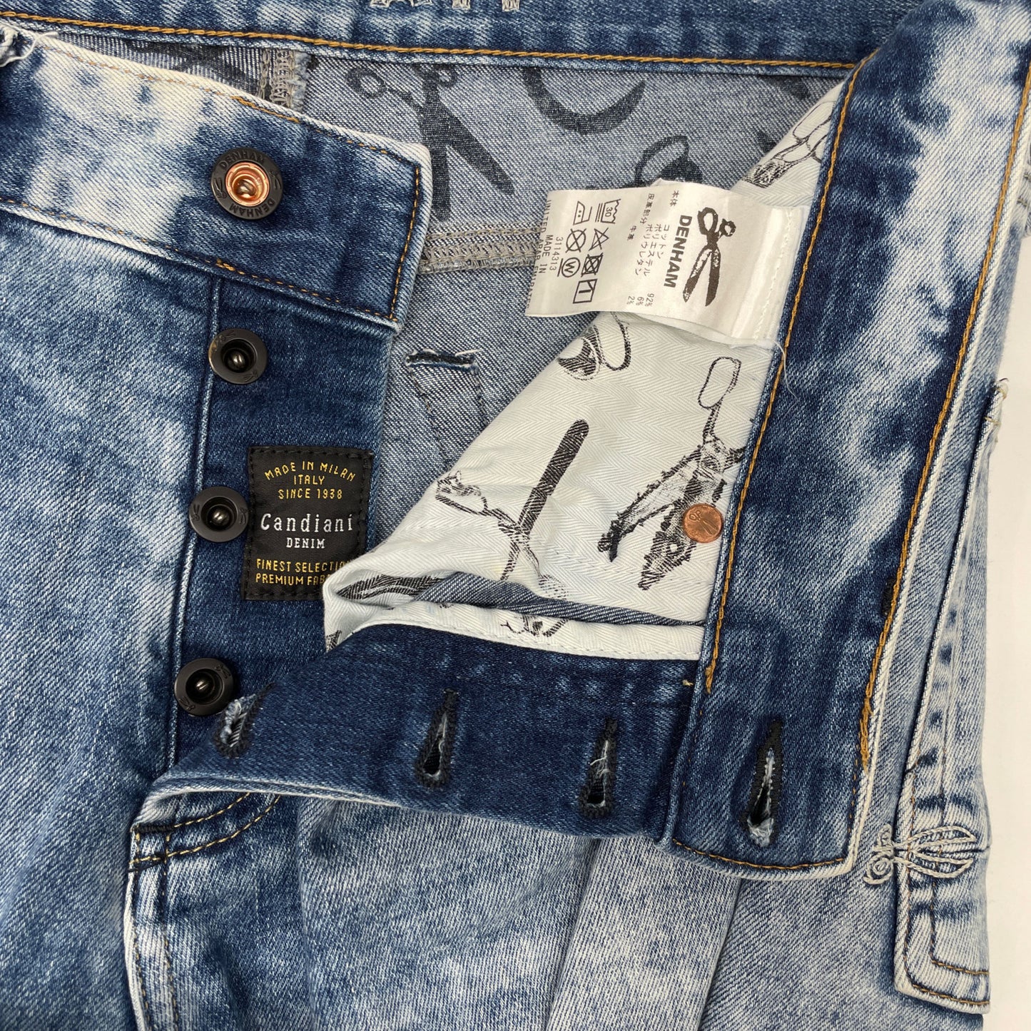 DENHAM デンハム ライトブルー RAZOR CD Candiani デニムパンツ ボトムス W32L34