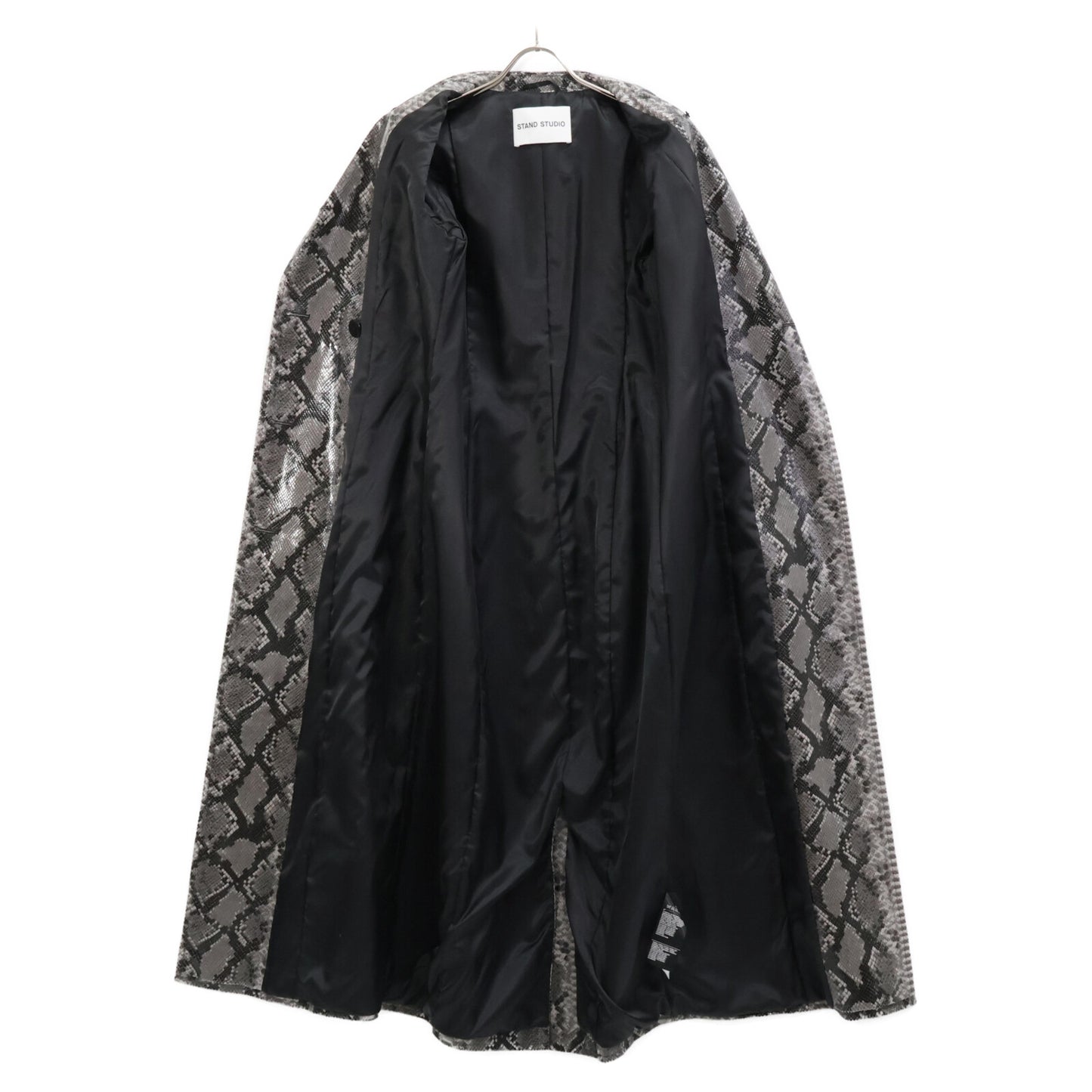 STAND STUDIO スタンドスタジオ 60853-8674 ブラック×ホワイト スネークスキンプリント ステンカラーコート コート 38
