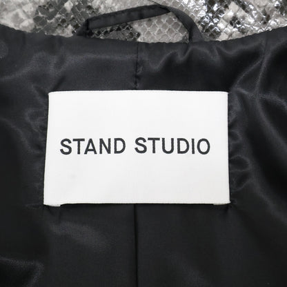 STAND STUDIO スタンドスタジオ 60853-8674 ブラック×ホワイト スネークスキンプリント ステンカラーコート コート 38