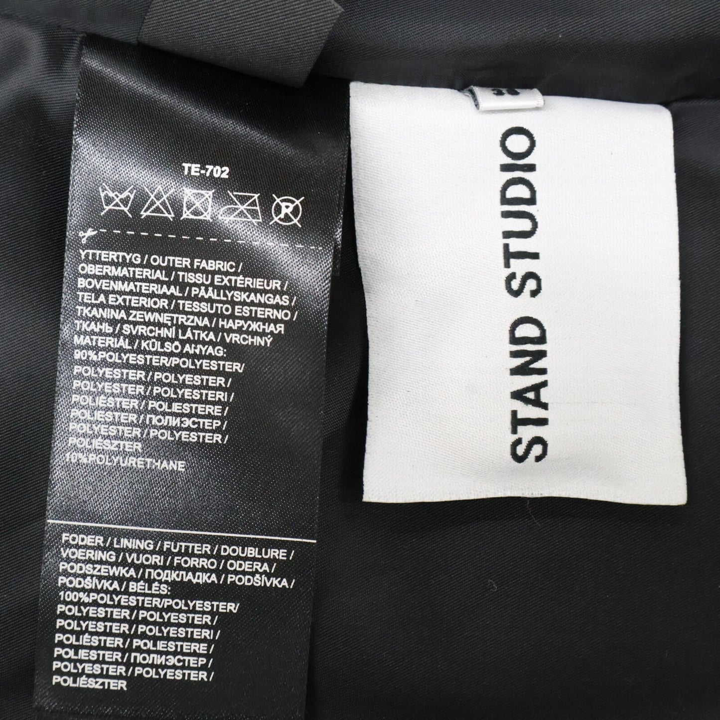 STAND STUDIO スタンドスタジオ 60853-8674 ブラック×ホワイト スネークスキンプリント ステンカラーコート コート 38