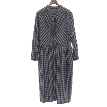 ubasoku ウバソク 美品 バンドカラー ピンタックフリル付き ワンピース レディース グレー×ブラック F ub-0134 グレー/ブラック ワンピース F