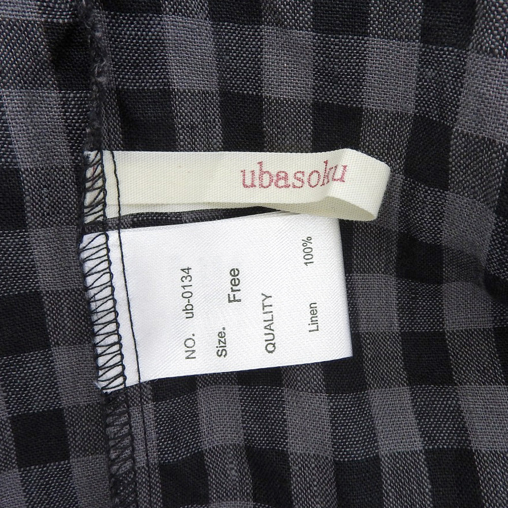 ubasoku ウバソク 美品 バンドカラー ピンタックフリル付き ワンピース レディース グレー×ブラック F ub-0134 グレー/ブラック ワンピース F