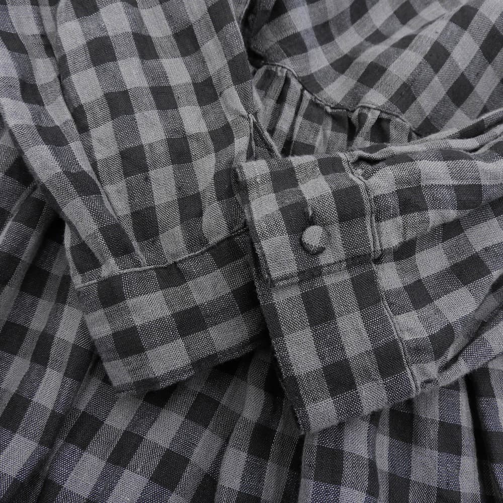 ubasoku ウバソク 美品 バンドカラー ピンタックフリル付き ワンピース レディース グレー×ブラック F ub-0134 グレー/ブラック ワンピース F