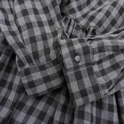 ubasoku ウバソク 美品 バンドカラー ピンタックフリル付き ワンピース レディース グレー×ブラック F ub-0134 グレー/ブラック ワンピース F