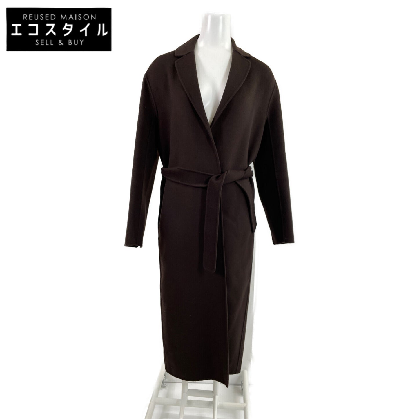 S MaxMara エスマックスマーラ ブラウン 90160203 ウール100 クチットアマーノ ベルト付き コート コート 40
