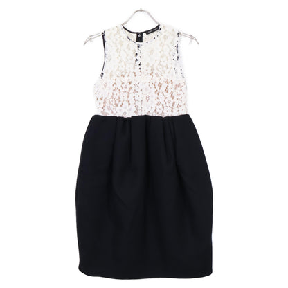 YOKOCHAN ヨーコチャン ブラック コットン混 レース切替 ノースリーブワンピース ワンピース 36