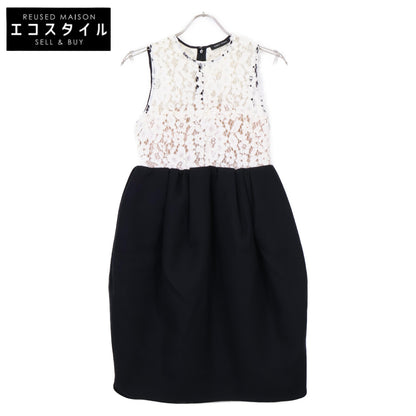 YOKOCHAN ヨーコチャン ブラック コットン混 レース切替 ノースリーブワンピース ワンピース 36