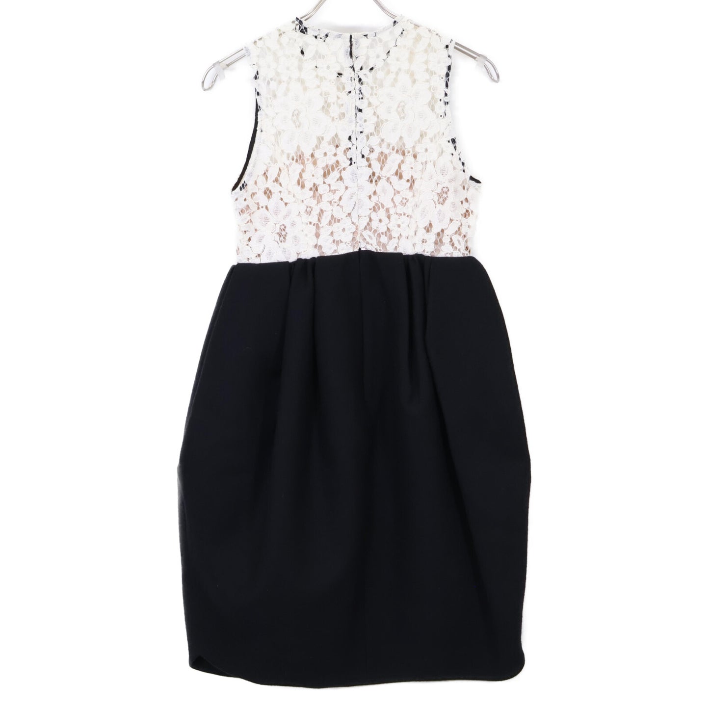 YOKOCHAN ヨーコチャン ブラック コットン混 レース切替 ノースリーブワンピース ワンピース 36