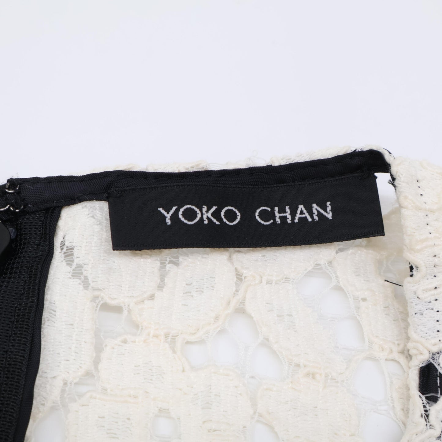 YOKOCHAN ヨーコチャン ブラック コットン混 レース切替 ノースリーブワンピース ワンピース 36