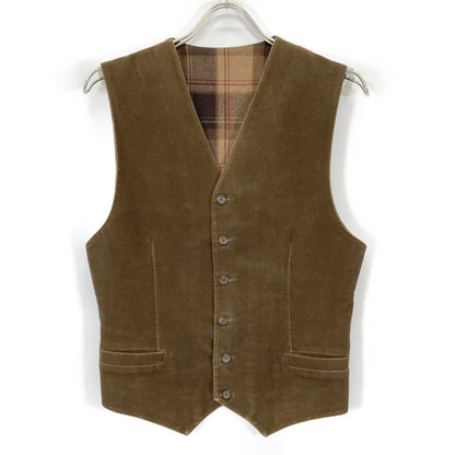 D&G ディーアンドジー ﾌﾞﾗｳﾝ ﾓｰﾙｽｷﾝ×ﾁｪｯｸ ﾍﾞｽﾄ ベスト 32／46