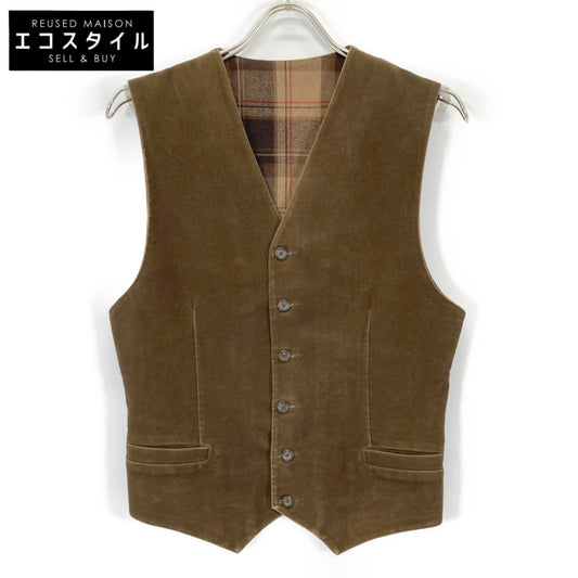 D&G ディーアンドジー ﾌﾞﾗｳﾝ ﾓｰﾙｽｷﾝ×ﾁｪｯｸ ﾍﾞｽﾄ ベスト 32／46