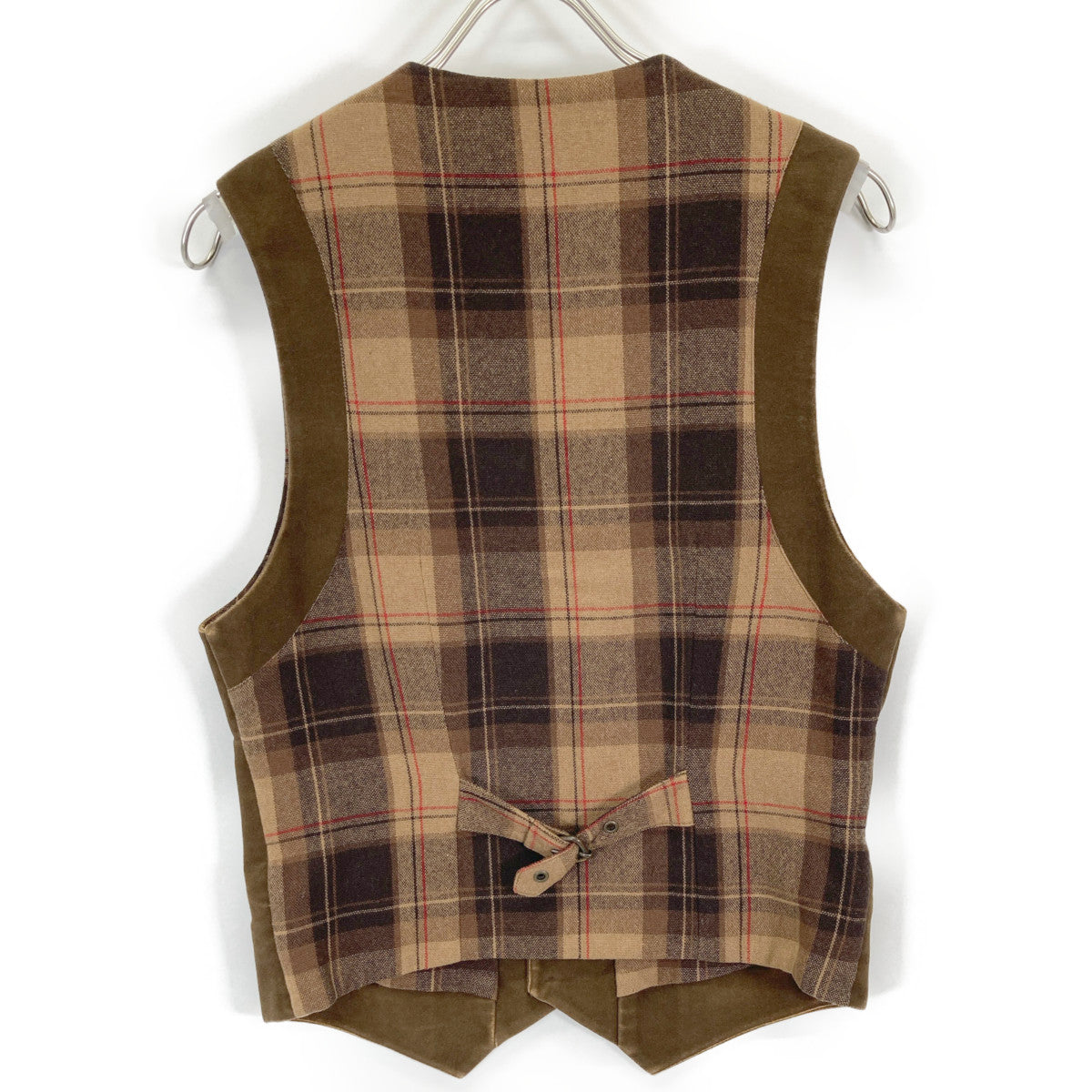 D&G ディーアンドジー ﾌﾞﾗｳﾝ ﾓｰﾙｽｷﾝ×ﾁｪｯｸ ﾍﾞｽﾄ ベスト 32／46