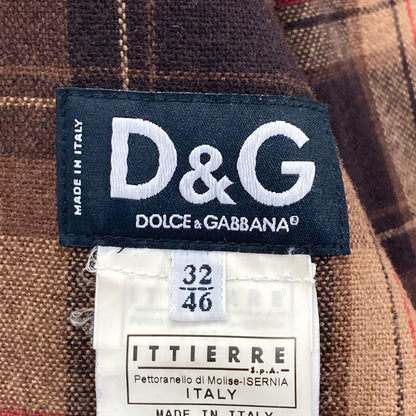 D&G ディーアンドジー ﾌﾞﾗｳﾝ ﾓｰﾙｽｷﾝ×ﾁｪｯｸ ﾍﾞｽﾄ ベスト 32／46