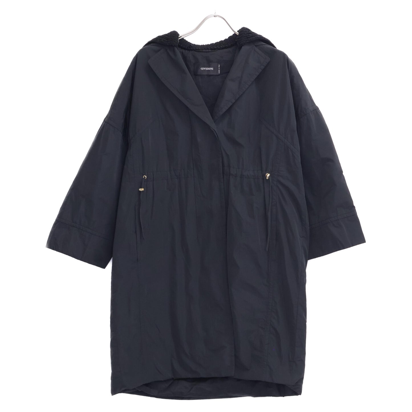 CIVIDINI チヴィディーニ MPM7205001 ﾌﾞﾗｯｸ ﾌｰﾃﾞｨｰ ｼﾞｬｹｯﾄ コート 40