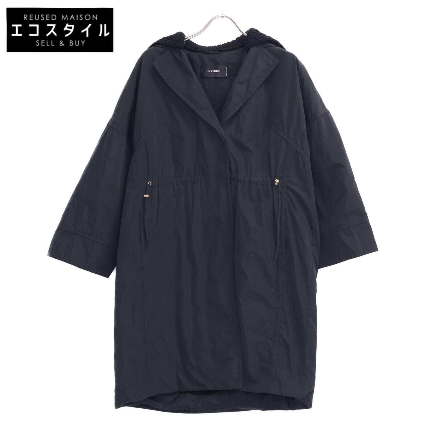 CIVIDINI チヴィディーニ MPM7205001 ﾌﾞﾗｯｸ ﾌｰﾃﾞｨｰ ｼﾞｬｹｯﾄ コート 40