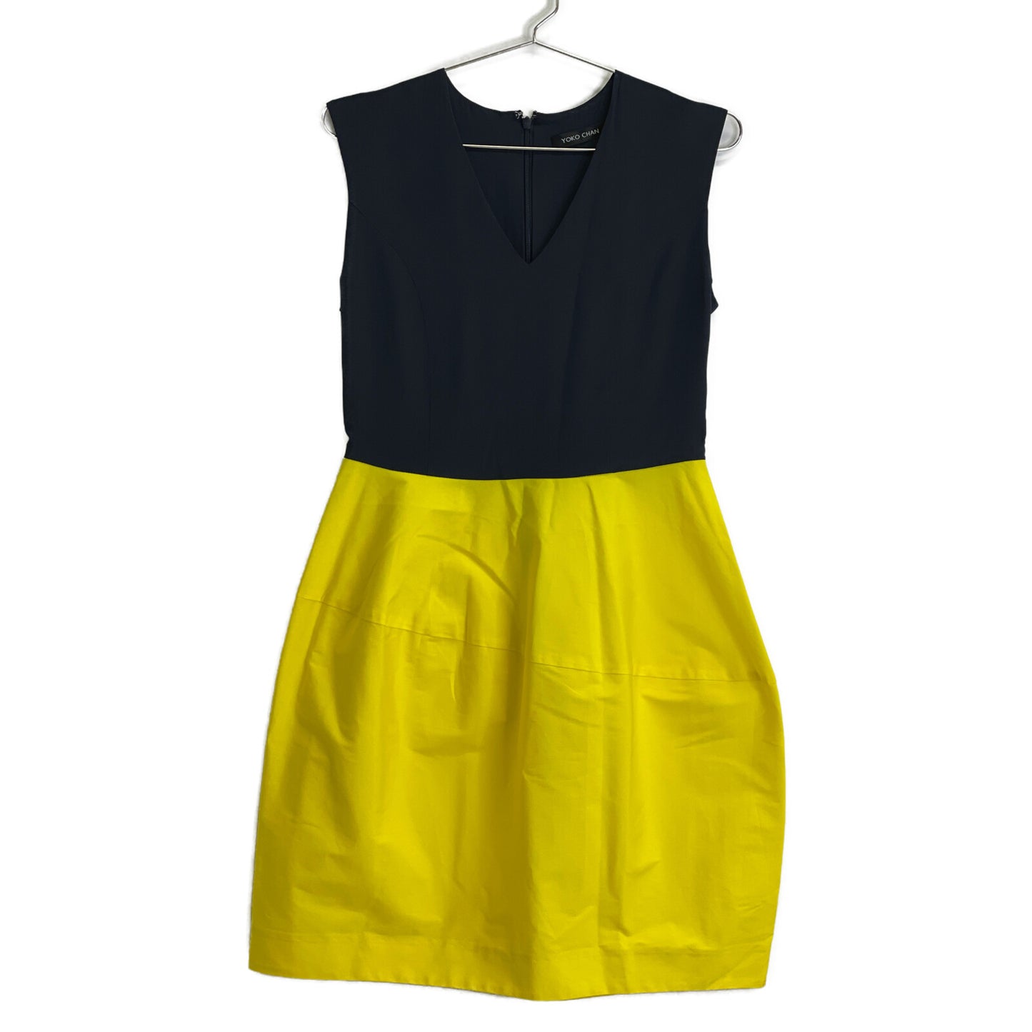 YOKOCHAN ヨーコチャン イエロー×ネイビー YCD-13SSC-020 ノースリーブ バイカラー ワンピース ワンピース 38