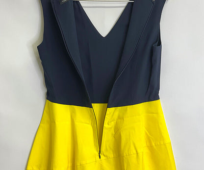 YOKOCHAN ヨーコチャン イエロー×ネイビー YCD-13SSC-020 ノースリーブ バイカラー ワンピース ワンピース 38