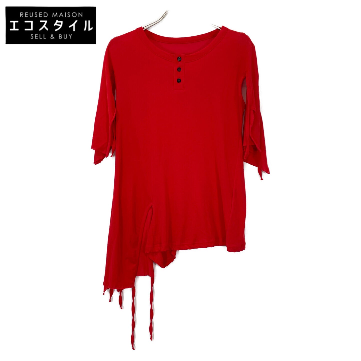 Yohji Yamamoto ヨウジヤマモト 22SS FG-T72-990 ﾚｯﾄﾞ COSMORAMA PLAIN STITCH DESIGN HEM PO トップス 2