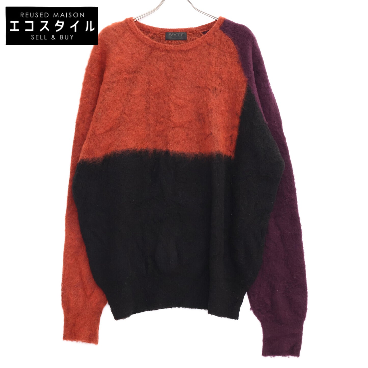 S'YTE サイト UV-K06-616 ブラック×レッド モヘアニット トップス 3