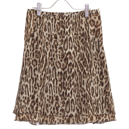 VALENTINO ヴァレンティノ ROMA ﾍﾞｰｼﾞｭ 12677 ｼﾙｸ ﾚｵﾊﾟｰﾄﾞ柄 ｽｶｰﾄ スカート 40／4