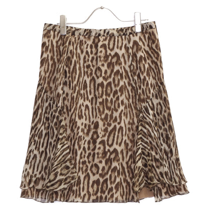 VALENTINO ヴァレンティノ ROMA ﾍﾞｰｼﾞｭ 12677 ｼﾙｸ ﾚｵﾊﾟｰﾄﾞ柄 ｽｶｰﾄ スカート 40／4