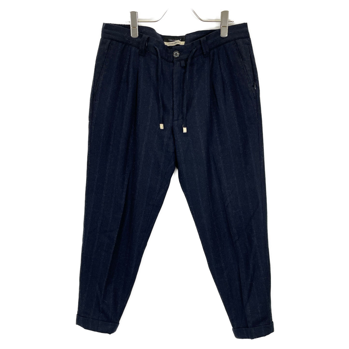 1piu1uguale3 ウノピゥウノウグァーレトレ ﾈｲﾋﾞｰ ｳｰﾙ混 113 giab's EASY ITALY TROUSERS PANTS ボトムス M