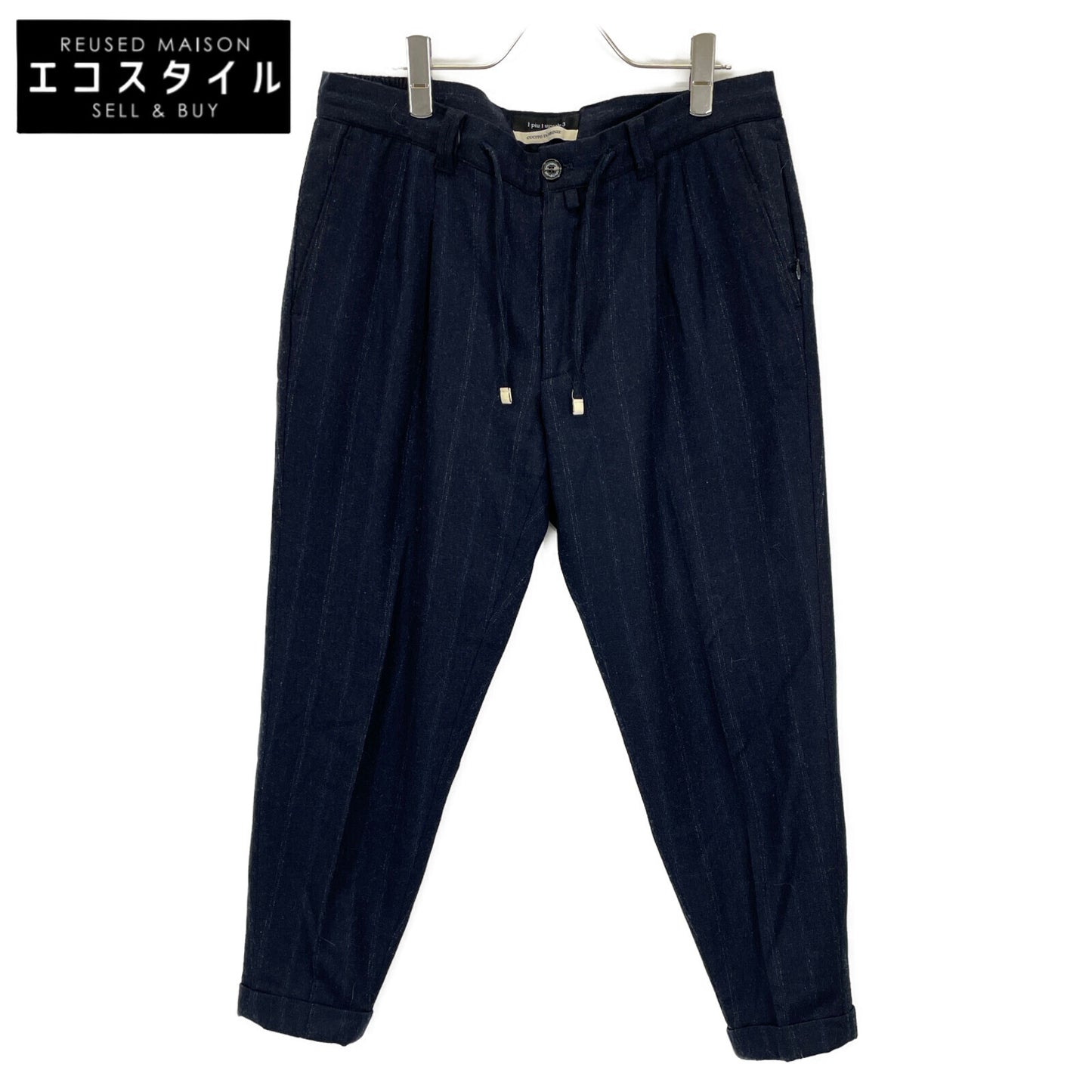 1piu1uguale3 ウノピゥウノウグァーレトレ ﾈｲﾋﾞｰ ｳｰﾙ混 113 giab's EASY ITALY TROUSERS PANTS ボトムス M