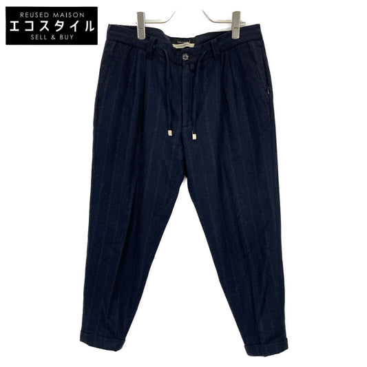 1piu1uguale3 ウノピゥウノウグァーレトレ ﾈｲﾋﾞｰ ｳｰﾙ混 113 giab's EASY ITALY TROUSERS PANTS ボトムス M